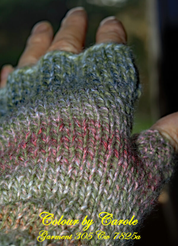 Green and pastel purple fingerless gloves. A pair of fingerless gloves designed and hand knitted by Carole Wareing of Colin and Carole’s Creations and The Wool Boat. These are adult sized gloves ideal for gardening, typing, mechanicing, It work, locking, bicycling.... They are knitted from J C Marble double knitting acrylic yarn Shade MT6, which is a shade of mixed greens, and pastel purples. The yarn knits to most double knitting patterns and is available in a wide range of other shades Carole Wareing has designed and hand knitted these fingerless gloves, this is Carole of Colin and Carole’s Creations based on a narrow boat named “Emma Maye” and also known as The Wool Boat that is based on the Leeds and Liverpool canal in Burscough in West Lancashire. The gloves are for sale for £10.00 including delivery to a UK address.