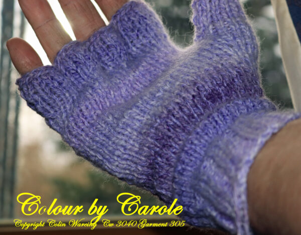 Lilac Marble fingerless gloves A pair of lilac fingerless gloves designed and hand knitted by Carole Wareing of Colin and Carole’s Creations and The Wool Boat. These are adult sized gloves ideal for gardening, typing, mechanicing, It work, locking, bicycling.... The gloves are for sale for £10.00 including delivery to a uk address They are knitted from J C Bretts Marble double knitting acrylic yarn Shade MT11. The yarn knits to most dk patterns and is available in a wide range of other shades, though this shade has been discontinued we do still have a few balls left in stock as of 8.12.2021. £2.75 per 100gram ball.