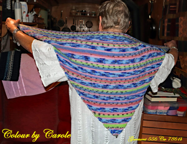 Garment 556 Pink, blue and green shawl