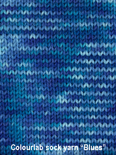 Colour lab DK sock yarn 1200 "Blues" knitted up