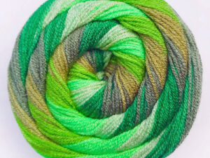 James C Bretts Swurlywurly Double knitting Yarn Swurley Wurley DK Yarn SRL 07 “Spring greens” Available in 10 shades of bright whirls of vibrant and variegated colours. The 10 shades in the range, with each 200-gram cake having enough yarn to knit or crochet a shawl or a scarf. Examples of shawls that Carole has knitted are here as well. 100% Acrylic Length 550m 599 yards per 200-gram cake Needle size 4 mm US6 Tension 22sts to 28 rows Knits to most D K patterns. Machine Washable 30° This is shade SRL 07 named Spring greens in colours of shades of greens. This yarn can be posted out to a UK address which will plus postage and packing if applicable. Thank you for having a look, Carole, and Capt Col on The Wool Boat.