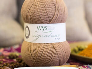 4 ply knitting or crochet yarn from the West Yorkshire Spinners Signature 4 Ply range.75% Wool - 25% Nylon. The wool content contains 35% luxurious Blue faced Leicester making this one of the most sumptuous 4 Ply products on the market. It is ideal for socks and more! West Yorkshire Spinners, reared, sheared and spun in Britian. British Wool Mark Makeup - Size 100gm balls (400m) Tension 36rs x 28sts - 10cm sq - 3.25mm (US3) needles Excellent Value at £8.50 per ball available from The Wool Boat or we can post out to a UK address for the £6 plus postage if applicable. Machine Wash 30° This is the Cinnamon Stick shade, no 632, in shades of light brown, which has now been discontinued, so limited stocks. We also have a sock and shawl pattern booklets and patterns to go with the yarns. Collect from The Wool Boat moored near Burscough in West Lancashire or this yarn can be posted out to a UK address with postage and packing added if applicable. Thank you for having a look, Carole, and Capt Col on The Wool Boat.