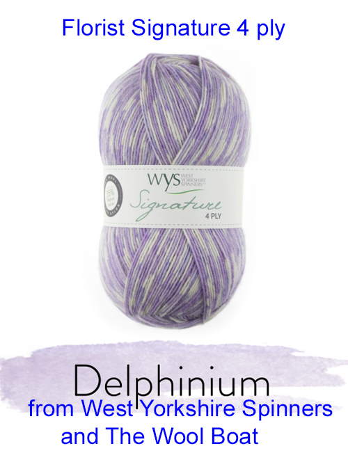 The Florist Collection adds a touch of charm and nostalgia to our award-winning Signature 4 Ply range. From the alluring shades of peonies to the vibrant colours of foxgloves, the six distinctive prints and seven accent shades make this the perfect palette. Yarn from the West Yorkshire Spinners Florist Collection adding to the Signature 4 Ply range.75% Wool - 25% Nylon. The wool content contains 35% luxurious Blue faced Leicester making this one of the most sumptuous 4 Ply products on the market. The Florist Collection adds to the Sweet Shop, Spice Rack and Country Birds shades we have in stock, all ideal for socks! British Wool Mark Makeup - Size 100gm balls (400m) Tension 36rs x 28sts - 10cm sq - 3.25mm (US3) needles Excellent Value at £6 per ball available from The Wool Boat or we can post out to a UK address for £6 plus postage if applicable. Machine Wash 30° This is the Delphinium shade, no 805, in Demin purples, which has now been discontinued, so limited stocks. We also have a sock and shawl pattern booklet to go with the yarns, Thank you, Carole, and Capt Col on The Wool Boat.