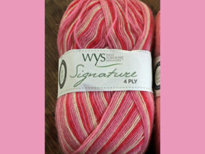 4 ply knitting or crochet yarn from the West Yorkshire Spinners Signature 4 Ply range.75% Wool - 25% Nylon. The wool content contains 35% luxurious Blue faced Leicester making this one of the most sumptuous 4 Ply products on the market. It is ideal for socks and more! West Yorkshire Spinners, reared, sheared and spun in Britian. British Wool Mark Makeup - Size 100gm balls (400m) Tension 36rs x 28sts - 10cm sq - 3.25mm (US3) needles Excellent Value at £8.50 per ball available from The Wool Boat or we can post out to a UK address for the £6 plus postage if applicable. Machine Wash 30° This is the Pink Flamingo shade, no 845, in shades of pinks, which has now been discontinued, so limited stocks. We also have a sock and shawl pattern booklets and patterns to go with the yarns. Collect from The Wool Boat moored near Burscough in West Lancashire or this yarn can be posted out to a UK address with postage and packing added if applicable. Thank you for having a look, Carole, and Capt Col on The Wool Boat.