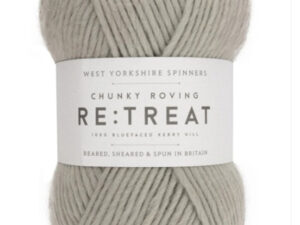 Retreat Chunky Roving Yarn by West Yorkshire Spinners 100% Bluefaced Kerry Hill Wool 100g Ball West Yorkshire Spinners, reared, sheared and spun in Britian. Makeup - Size 100gm balls (140m, 153 yards) Tension 14 sts x 19 rows 6.5 mm (US10.5) needles Hand Wash only at 30c This is the Harmony shade, no 184, in a shade of grey. Our price £7.00 a ball, WYS RRP is £7.50. Collect from The Wool Boat moored near Burscough in West Lancashire or this yarn can be posted out to a UK address with postage and packing added if applicable.