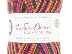 4 ply knitting or crochet yarn from the West Yorkshire Spinners Signature 4 Ply range.75% Wool - 25% Nylon. The wool content contains 35% luxurious Blue faced Leicester making this one of the most sumptuous 4 Ply products on the market. It is ideal for socks and more! West Yorkshire Spinners, reared, sheared and spun in Britian. British Wool Mark Makeup - Size 100gm balls (400m) Tension 36rs x 28sts - 10cm sq - 3.25mm (US3) needles Excellent Value at £8.50 per ball available from The Wool Boat or we can post out to a UK address for the £8.50 plus postage if applicable. Machine Wash 30° This is the Sunset Bouquet shade, no 1023, in shades of reds, yellow and blacks. We also have a sock and shawl pattern booklets and patterns to go with the yarns. Collect from The Wool Boat moored near Burscough in West Lancashire or this yarn can be posted out to a UK address with postage and packing added if applicable. Thank you for having a look, Carole, and Capt Col on The Wool Boat.