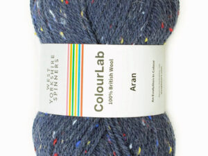 Aran weight knitting or crochet yarn from the West Yorkshire Spinners ColourLab range, Composition Solids: Tweed 96% British Wool & 4% Viscose West Yorkshire Spinners, reared, sheared and spun in Britian. Makeup - Size 100gm balls (166m, 182 yards) Tension 18sts x 24rows 5 mm (US8) needles Machine Wash 30° This is the Cosmic navy tweed shade, no 1181, in shades of blues with multi colour flecks Collect from The Wool Boat moored near Burscough in West Lancashire or this yarn can be posted out to a UK address with postage and packing added if applicable. Thank you for having a look, Carole, and Capt Col on The Wool Boat.