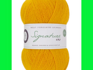 4 ply knitting or crochet yarn from the West Yorkshire Spinners Signature 4 Ply range.75% Wool - 25% Nylon. The wool content contains 35% luxurious Blue faced Leicester making this one of the most sumptuous 4 Ply products on the market. It is ideal for socks and more! West Yorkshire Spinners, reared, sheared and spun in Britian. British Wool Mark Makeup - Size 100gm balls (400m) Tension 36rs x 28sts - 10cm sq - 3.25mm (US3) needles Excellent Value at £8.50 per ball available from The Wool Boat or we can post out to a UK address for the £8.50 plus postage if applicable. Machine Wash 30° This is the Sunflower shade, no 1001, in shade of bright Yellow. The dye lot no is 1903. Collect from The Wool Boat moored near Burscough in West Lancashire or this yarn can be posted out to a UK address with postage and packing added if applicable. Thank you for having a look, Carole, and Capt Col on The Wool Boat.