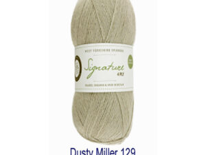 “West Yorkshire Spinners “Dusty Miller” From the Wool Boat and West Yorkshire Spinners, shade 129 4 ply knitting or crochet yarn from the West Yorkshire Spinners Signature 4 Ply range.75% Wool - 25% Nylon. The wool content contains 35% luxurious Blue faced Leicester making this one of the most sumptuous 4 Ply products on the market. It is ideal for socks and more! From the West Yorkshire Spinners Signature 4 ply range. West Yorkshire Spinners, reared, sheared and spun in Britain. British Wool Mark Makeup - Size 100gm balls (400m) Tension 36rs x 28sts - 10cm sq - 3.25mm (US3) needles A quality yarn at a nice price from a unique wool shop. If you can’t get to us on The Wool Boat we can post out to a UK address for postage cost if applicable. Machine Wash 30° This is the Dusty Miller shade, no 129, in shade of grey. The dye lot no is 0993 Collect from The Wool Boat moored near Burscough in West Lancashire or this yarn can be posted out to a UK address with postage and packing added if applicable. Thank you for having a look, Carole, and Capt Col on The Wool Boat.