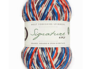 “West Yorkshire Spinners “Swallow” From the Wool Boat and West Yorkshire Spinners, shade 1168 4 ply knitting or crochet yarn from the West Yorkshire Spinners Signature 4 Ply range.75% Wool - 25% Nylon. The wool content contains 35% luxurious Blue faced Leicester making this one of the most sumptuous 4 Ply products on the market. It is ideal for socks and more! From the West Yorkshire Spinners Signature Country Birds 4 ply range. West Yorkshire Spinners, reared, sheared and spun in Britain. British Wool Mark Makeup - Size 100gm balls (400m) Tension 36rs x 28sts - 10cm sq - 3.25mm (US3) needles A quality yarn at a nice price from a unique wool shop. If you can’t get to us on The Wool Boat we can post out to a UK address for postage cost if applicable. Machine Wash 30° This is the Swallow shade, no 1168, in shades of blue cream and red The dye lot no is 2017A Collect from The Wool Boat moored near Burscough in West Lancashire or this yarn can be posted out to a UK address with postage and packing added if applicable. Thank you for having a look, Carole, and Capt Col on The Wool Boat.