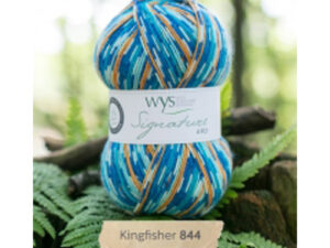 “West Yorkshire Spinners “Kingfisher” From the Wool Boat and West Yorkshire Spinners 4 ply knitting or crochet yarn from the West Yorkshire Spinners Signature 4 Ply range.75% Wool - 25% Nylon. The wool content contains 35% luxurious Blue faced Leicester making this one of the most sumptuous 4 Ply products on the market. It is ideal for socks and more! From the West Yorkshire Spinners Signature 4 ply country bird’s range. West Yorkshire Spinners, reared, sheared and spun in Britain. British Wool Mark Makeup - Size 100gm balls (400m) Tension 36rs x 28sts - 10cm sq - 3.25mm (US3) needles A quality yarn at a nice price from a unique wool shop. If you can’t get to us on The Wool Boat we can post out to a UK address for postage cost if applicable. Machine Wash 30° This is the Kingfisher shade, no 844, in a shades of blues and browns. The dye lot no is 2257. Collect from The Wool Boat moored near Burscough in West Lancashire or this yarn can be posted out to a UK address with postage and packing added if applicable. Thank you for having a look, Carole, and Capt Col on The Wool Boat.