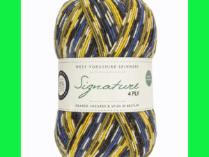 “West Yorkshire Spinners “Blue Tit” From the Wool Boat and West Yorkshire Spinners 4 ply knitting or crochet yarn from the West Yorkshire Spinners Signature 4 Ply range.75% Wool - 25% Nylon. The wool content contains 35% luxurious Blue faced Leicester making this one of the most sumptuous 4 Ply products on the market. It is ideal for socks and more! From the West Yorkshire Spinners Signature Country Birds 4 ply range. West Yorkshire Spinners, reared, sheared and spun in Britian. British Wool Mark Makeup - Size 100gm balls (400m) Tension 36rs x 28sts - 10cm sq - 3.25mm (US3) needles Excellent Value at £8.50 per ball available from The Wool Boat or we can post out to a UK address for the £8.50 plus postage if applicable. Machine Wash 30° This is the Blue Tit shade, no 818, in a shade of blue, yellow and cream. The dye lot no is 2147. Collect from The Wool Boat moored near Burscough in West Lancashire or this yarn can be posted out to a UK address with postage and packing added if applicable. Thank you for having a look, Carole, and Capt Col on The Wool Boat.