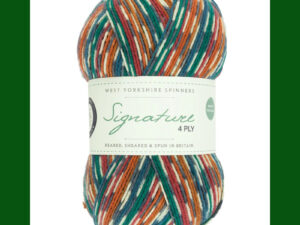 “West Yorkshire Spinners “Pheasant” From the Wool Boat and West Yorkshire Spinners, shade 855 4 ply knitting or crochet yarn from the West Yorkshire Spinners Signature 4 Ply range.75% Wool - 25% Nylon. The wool content contains 35% luxurious Blue faced Leicester making this one of the most sumptuous 4 Ply products on the market. It is ideal for socks and more! From the West Yorkshire Spinners Signature Country Birds 4 ply range. West Yorkshire Spinners, reared, sheared and spun in Britain. British Wool Mark Makeup - Size 100gm balls (400m) Tension 36rs x 28sts - 10cm sq - 3.25mm (US3) needles A quality yarn at a nice price from a unique wool shop. If you can’t get to us on The Wool Boat we can post out to a UK address for postage cost if applicable. Machine Wash 30° This is the Pheasant shade, no 855, in shades of brown and green The dye lot no is 0985 Collect from The Wool Boat moored near Burscough in West Lancashire or this yarn can be posted out to a UK address with postage and packing added if applicable. Thank you for having a look, Carole, and Capt Col on The Wool Boat.