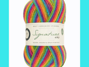 “West Yorkshire Spinners “Rum Paradise” From the Wool Boat and West Yorkshire Spinners, shade 822 4 ply knitting or crochet yarn from the West Yorkshire Spinners Signature 4 Ply range.75% Wool - 25% Nylon. The wool content contains 35% luxurious Blue faced Leicester making this one of the most sumptuous 4 Ply products on the market. It is ideal for socks and more! From the West Yorkshire Spinners Signature Cocktails 4 ply range. West Yorkshire Spinners, reared, sheared and spun in Britain. British Wool Mark Makeup - Size 100gm balls (400m) Tension 36rs x 28sts - 10cm sq - 3.25mm (US3) needles A quality yarn at a nice price from a unique wool shop. If you can’t get to us on The Wool Boat we can post out to a UK address for postage cost if applicable. Machine Wash 30° This is the Rum Paradise shade, no 822, in shades of the rainbow. The dye lot no is 1316 Collect from The Wool Boat moored near Burscough in West Lancashire or this yarn can be posted out to a UK address with postage and packing added if applicable. Thank you for having a look, Carole, and Capt Col on The Wool Boat.