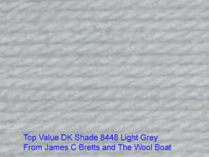 Top Value DK premium acrylic yarn Available in range of shades. This is shade 8458 in a shade of Light Grey.