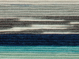 Fairground DK premium acrylic yarn Available in range of self-patterning shades. This is shade G9 in shades of blue and grey. James C Bretts Fairground Double knitting Yarn for Website