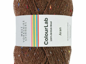 Aran weight knitting or crochet yarn from the West Yorkshire Spinners ColourLab range, Composition Solids: Tweed 96% British Wool & 4% Viscose West Yorkshire Spinners, reared, sheared and spun in Britian. Makeup - Size 100gm balls (166m, 182 yards) Tension 18sts x 24rows 5 mm (US8) needles Machine Wash 30° This is the Chocolate Brown tweed tweed shade, no 1214, in a shade of brown, this is dye lot 2455. Collect from The Wool Boat moored near Burscough in West Lancashire or this yarn can be posted out to a UK address with postage and packing added if applicable. Thank you for having a look, Carole, and Capt Col on The Wool Boat.