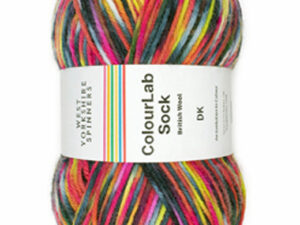 West Yorkshire Spinners Colourlab sock DK Yarn Available in a range of impactful colours. This is shade 1203 named Punk, in shades yellow, pink and grey