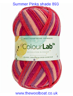 West Yorkshire Spinners Colourlab DK Yarn Available in a range of impactful colours. This is shade 893 in a shades of pinks