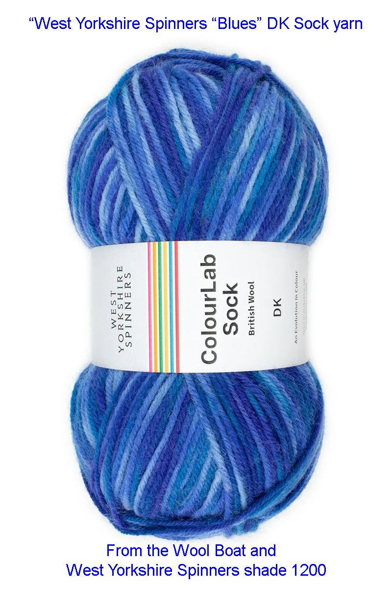 West Yorkshire Spinners Colourlab sock DK Yarn Available in a range of impactful colours. This is shade 1200 named Blues, in shades of blue.
