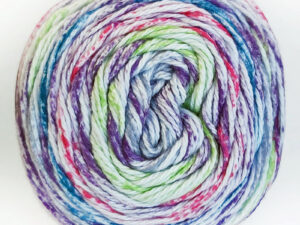 Cotton Waves DK yarn Available in range of shades. This is shade WV 04 “Fruit jelly” in a shades of multiple colours