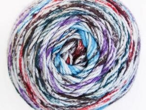 Cotton Waves DK yarn Available in range of shades. This is shade WV 10 “Moody skies” in shades of Blues, purples and pinks