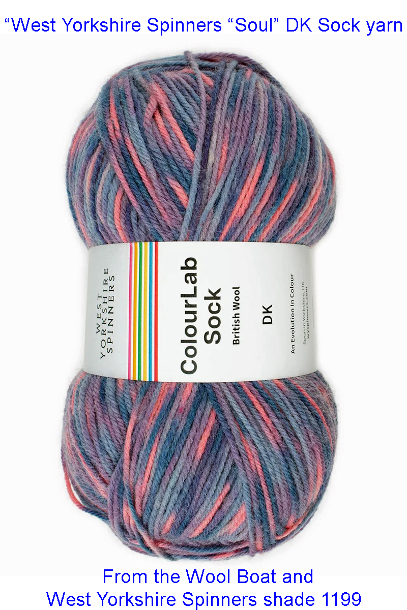 West Yorkshire Spinners Colourlab sock DK Yarn Available in a range of impactful colours. This is shade 1199 named Soul, in a shade of Purple, blue and lilac.