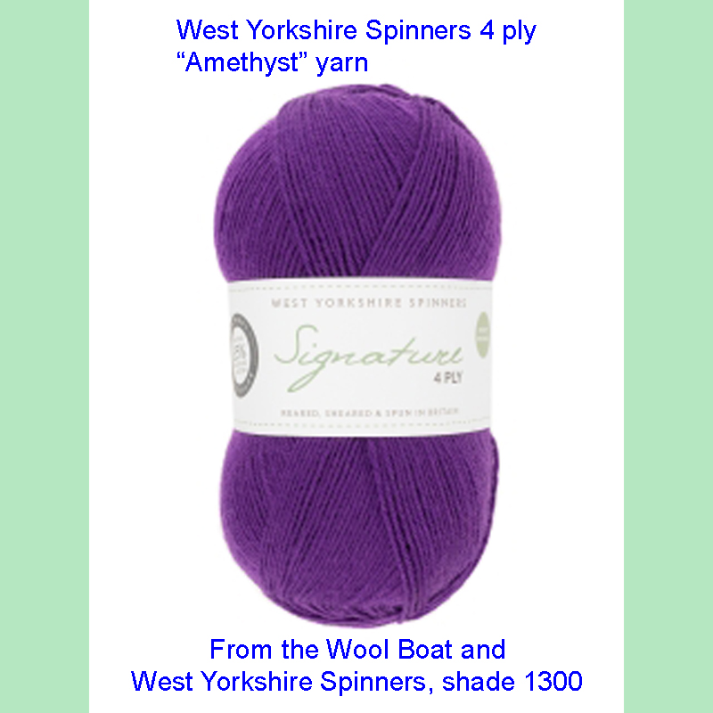West Yorkshire Spinners Signature 4 ply DK Yarn Available in multiple shades of bright, vibrant solid and variegated colours. This is shade 1003 named Amethyst in a shade of purple
