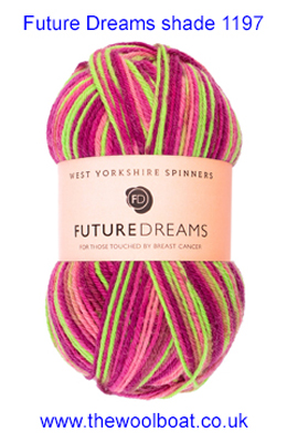 DK weight knitting or crochet yarn from the West Yorkshire Spinners ColourLab range, Composition Solids: 100% British Wool West Yorkshire Spinners, reared, sheared and spun in Britian. Makeup - DK Yarn in a 100g Ball Yarn Meterage 225m (245yd) Needle Size 4mm (UK8/US6) Stitch Tension 22 Stitches Row Tension 28 Rows This is the “Future Dreams” shade, no 1197, in shades of pinks and green’s Dye lot 2091 Collect from The Wool Boat moored near Burscough in West Lancashire or this yarn can be posted out to a UK address with postage and packing added if applicable. Thank you for having a look, Carole, and Capt Col on The Wool Boat.