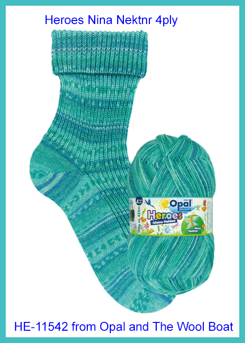 “Opal “Heroes Nina Nektnr/ Kleine Helden Heroes” From the Wool Boat and Opal, shade 11542 4 ply turquoise shades knitting or crochet yarn from Opal Heroes range.75% Wool - 25 % polyamide. It is ideal for socks and more! Makeup - Size 100gm balls (425m) Tension Stitch 30 Stitches x 42 Rows to a 4-inch square. 2.25mm (UK13) needles A quality yarn at a nice price from a unique wool shop. If you can’t get to us on The Wool Boat we can post out to a UK address for postage cost if applicable. Machine Wash 340° This is the Heroes Nina Nektnr, Shade no 11542, in shades of turquoise. The dye lot no is 3884 Collect from The Wool Boat moored near Burscough in West Lancashire or this yarn can be posted out to a UK address with postage and packing added if applicable. Thank you for having a look, Carole, and Capt Col on The Wool Boat.