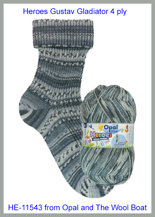 “Opal “Heroes Gustav Gladiator / Kleine Helden Heroes” From the Wool Boat and Opal, shade 11543 4 ply grey shades knitting or crochet yarn from Opal Heroes range.75% Wool - 25 % polyamide. It is ideal for socks and more! Makeup - Size 100gm balls (425m) Tension Stitch 30 Stitches x 42 Rows to a 4-inch square. 2.25mm (UK13) needles A quality yarn at a nice price from a unique wool shop. If you can’t get to us on The Wool Boat we can post out to a UK address for postage cost if applicable. Machine Wash 340° This is the Heroes Gustav Gladiator, Shade no 11543, in shades of grey. The dye lot no is 3884 Collect from The Wool Boat moored near Burscough in West Lancashire or this yarn can be posted out to a UK address with postage and packing added if applicable. Thank you for having a look, Carole, and Capt Col on The Wool Boat.