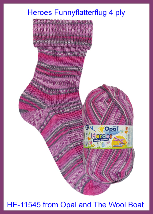 “Opal “Heroes Funnyflatterflug / Kleine Helden Heroes” From the Wool Boat and Opal, shade 11545 4 ply in purple and grey shades knitting or crochet yarn from Opal Heroes range.75% Wool - 25 % polyamide. It is ideal for socks and more! Makeup - Size 100gm balls (425m) Tension Stitch 30 Stitches x 42 Rows to a 4-inch square. 2.25mm (UK13) needles A quality yarn at a nice price from a unique wool shop. If you can’t get to us on The Wool Boat we can post out to a UK address for postage cost if applicable. Machine Wash 340° This is the Heroes Susie Superspeed, Shade no 11545, in shades of purple and grey. The dye lot no is 3884 Collect from The Wool Boat moored near Burscough in West Lancashire or this yarn can be posted out to a UK address with postage and packing added if applicable. Thank you for having a look, Carole, and Capt Col on The Wool Boat.