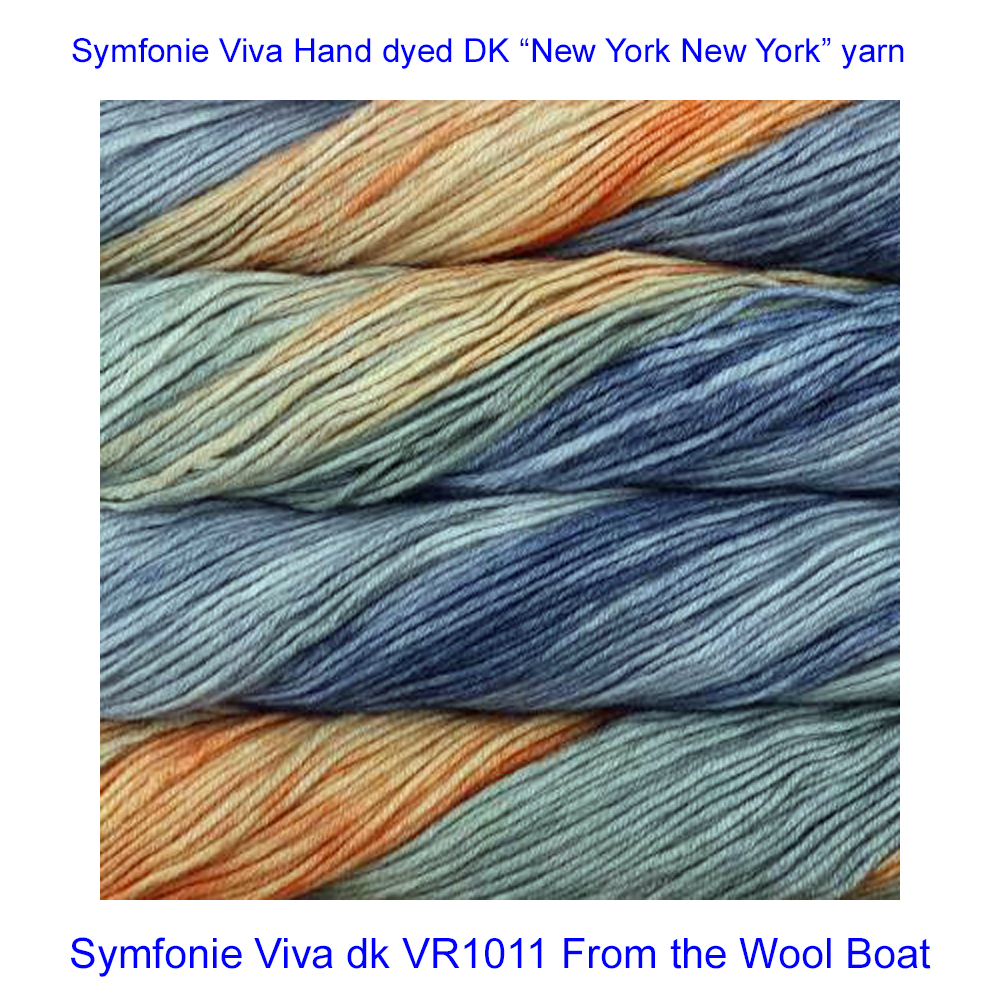 “Symfonie Viva DK “New York New York” From the Wool Boat and Symfonie and Knit Pro shade VR1011 Hand dyed DK weight in shades of grey and orange knitting or crochet yarn from Symfonie range. 100% Merino Superwash wool. Makeup - Size 100gm hank (220m) Tension Per 10cm (4″): 22-25 sts/28-32 row Needle Sizes: 3.25-3.75mm This is the New York New York, Shade no VR1011, in shades of grey and orange. A quality yarn at a nice price from a unique wool shop. Collect from The Wool Boat moored near Burscough in West Lancashire or this yarn can be posted out to a UK address with postage and packing added if applicable. Thank you for having a look, Carole, and Capt Col on The Wool Boat.