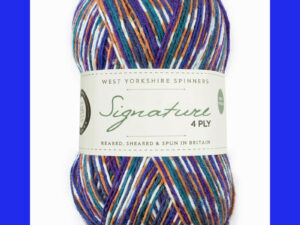 “West Yorkshire Spinners “Starling” From the Wool Boat and West Yorkshire Spinners, shade 1169 4 ply knitting or crochet yarn from the West Yorkshire Spinners Signature 4 Ply range.75% Wool - 25% Nylon. The wool content contains 35% luxurious Blue faced Leicester making this one of the most sumptuous 4 Ply products on the market. It is ideal for socks and more! From the West Yorkshire Spinners Signature 4 ply range. West Yorkshire Spinners, reared, sheared and spun in Britain. British Wool Mark Makeup - Size 100gm balls (400m) Tension 36rs x 28sts - 10cm sq - 3.25mm (US3) needles A quality yarn at a nice price from a unique wool shop. If you can’t get to us on The Wool Boat we can post out to a UK address for postage cost if applicable. Machine Wash 30° This is the Starling shade, Shade no 1169, in shade of blue cream and red. The dye lot no is 2760 Collect from The Wool Boat moored near Burscough in West Lancashire or this yarn can be posted out to a UK address with postage and packing added if applicable. Thank you for having a look, Carole, and Capt Col on The Wool Boat.