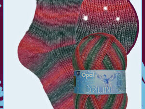Available in multiple shades of bright, vibrant and variegated colours. This is shade 11765 named Brillant in shades of Deep red and grey Sparkle Opal shade 11765 From the Wool Boat