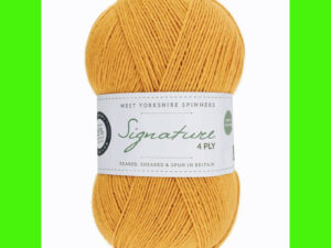 “West Yorkshire Spinners “Butterscotch” From the Wool Boat and West Yorkshire Spinners, shade 240. 4 ply knitting or crochet yarn from the West Yorkshire Spinners Signature 4 Ply range.75% Wool - 25% Nylon. The wool content contains 35% luxurious Blue faced Leicester making this one of the most sumptuous 4 Ply products on the market. It is ideal for socks and more! From the West Yorkshire Spinners Signature 4 ply range. West Yorkshire Spinners, reared, sheared and spun in Britain. British Wool Mark Makeup - Size 100gm balls (400m) Tension 36rs x 28sts - 10cm sq - 3.25mm (US3) needles A quality yarn at a nice price from a unique wool shop. If you can’t get to us on The Wool Boat we can post out to a UK address for postage cost if applicable. Machine Wash 30° This is the Butterscotch shade from the Signature range, Shade no 240, in shade of Deep Yellow. The dye lot no is 1887 Collect from The Wool Boat moored near Burscough in West Lancashire or this yarn can be posted out to a UK address with postage and packing added if applicable. Thank you for having a look, Carole, and Capt Col on The Wool Boat.