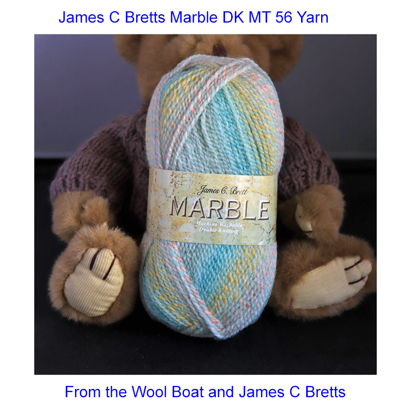 James C Bretts Marble DK knitting and crochet yarn Marble DK MT 56 Yarn Double knitting yarn in shades of light greens and yellows. 100% Premium Acrylic Length 268m or 293 yards per 100-gram ball. Needle size, 4mm US 6 Tension 28sts+30rows per 10cm/4inch Knits to most DK patterns. Machine Washable at 30C Dye lot 3874 This yarn can be posted out to a UK address which will plus postage and packing if applicable. Thank you for having a look, Carole, and Capt Col on The Wool Boat.