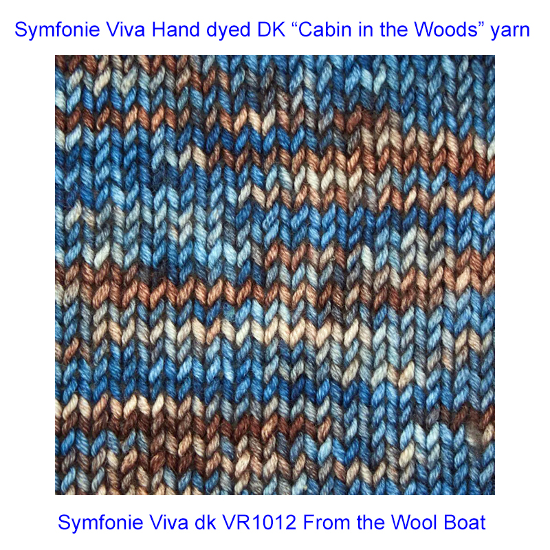 “Symfonie Viva DK “Cabin in the Woods” From the Wool Boat and Symfonie and Knit Pro shade VR1012 Hand dyed DK weight in shades of blue and brown knitting or crochet yarn from Symfonie range. 100% Merino Superwash wool. Makeup - Size 100gm hank (220m) Tension Per 10cm (4″): 22-25 sts/28-32 row Needle Sizes: 3.25-3.75mm This is Cabin in the Woods, Shade no VR1012, in shades of blue and brown. A quality yarn at a nice price from a unique wool shop. Collect from The Wool Boat moored near Burscough in West Lancashire or this yarn can be posted out to a UK address with postage and packing added if applicable. Thank you for having a look, Carole, and Capt Col on The Wool Boat.