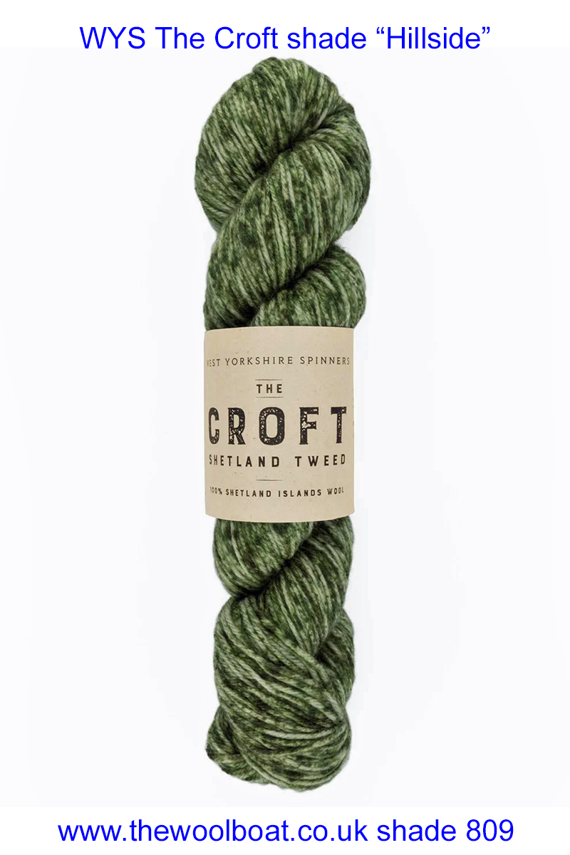 DK weight knitting or crochet yarn from the West Yorkshire Spinners Croft DK range, Composition Solids: 100% Shetland Islands Wool. West Yorkshire Spinners, reared, sheared and spun in Britian. Makeup - DK Yarn in a 100g Skien or hank 225m (246yd) Yarn Meterage 225m (246yd) Needle Size 4mm (UK8/US6) Stitch Tension 22 Stitches Row Tension 24 Rows This is the “100% Shetland Islands Wool” shade, no 809, in shade of green flecks. Dye lot 7843 A250 Collect from The Wool Boat moored near Burscough in West Lancashire or this yarn can be posted out to a UK address with postage and packing added if applicable. Thank you for having a look, Carole, and Capt Col on The Wool Boat.