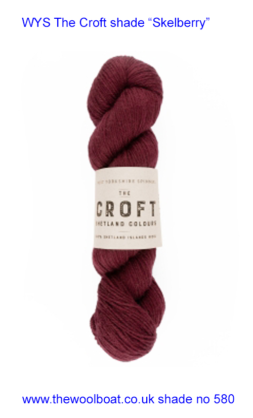 DK weight knitting or crochet yarn from the West Yorkshire Spinners Croft DK range, Composition Solids: 100% Shetland Islands Wool. West Yorkshire Spinners, reared, sheared and spun in Britian. Makeup - DK Yarn in a 100g Skien or hank 225m (246yd) Yarn Meterage 225m (246yd) Needle Size 4mm (UK8/US6) Stitch Tension 22 Stitches Row Tension 24 Rows This is the “100% Shetland Islands Wool” shade, no 580, in shade of solid burgundy. Dye lot 7893 N546 Collect from The Wool Boat moored near Burscough in West Lancashire or this yarn can be posted out to a UK address with postage and packing added if applicable. Thank you for having a look, Carole, and Capt Col on The Wool Boat.